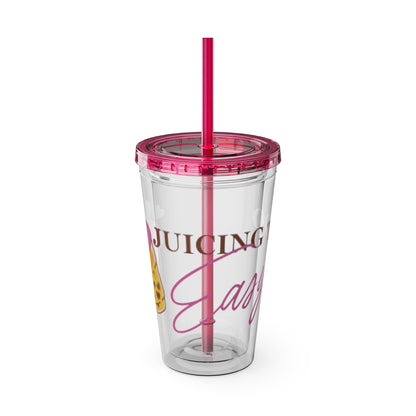 Sunsplash Tumbler with Straw, 16oz - Juicing Too Easy