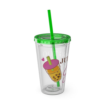 Sunsplash Tumbler with Straw, 16oz - Juicing Too Easy