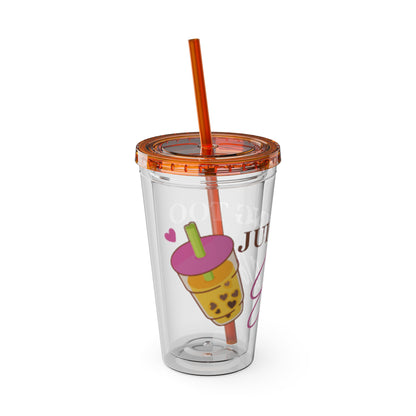 Sunsplash Tumbler with Straw, 16oz - Juicing Too Easy